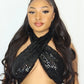 Sequin Twist Front Halterneck Crop Top