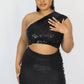 Sequin Twist Front Halterneck Crop Top