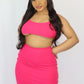 Pink Ribbed Knitted Maxi Skirt