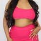 Pink Ribbed Knitted Square Neck Crop Top