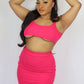 Pink Ribbed Knitted Square Neck Crop Top
