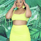 Yellow Ribbed Knitted Square Neck Crop Top
