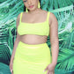 Yellow Ribbed Knitted Square Neck Crop Top