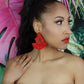Red Handmade Woven Tassel Earrings