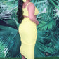 Yellow Ribbed Knitted Maxi Skirt