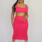Pink Ribbed Knitted Maxi Skirt