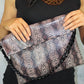 Brown Snake Print Clutch Bag