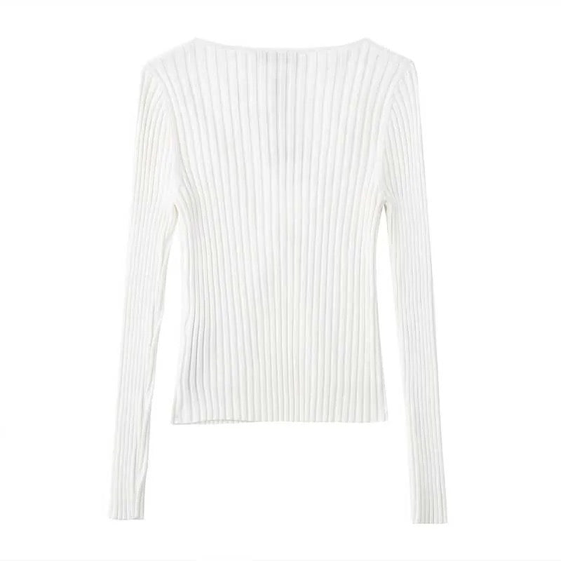 White Rib Knitted Cardigan