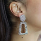 Silver Rectangle Chunky Dropdown Earrings