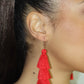 Red Tassel Fringe Earrings