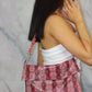 Red Snake Print Clutch Bag