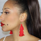 Red Tassel Fringe Earrings