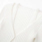 White Rib Knitted Cardigan