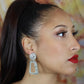 Silver Rectangle Chunky Dropdown Earrings
